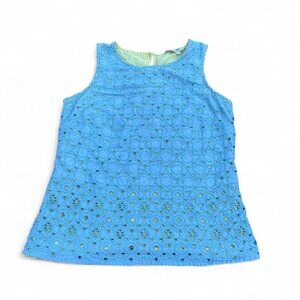 Boden Miranda Eyelet Tank Blue Yellow Women's size 4
